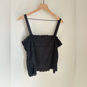 Y2K Coldwater Creek Black Lace Tank Top Blouse Size‎ XL